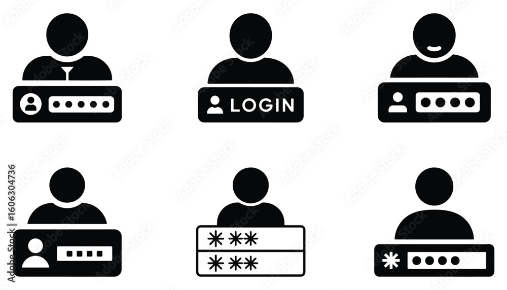 Poster seamless pattern of login and password icons for website or application design