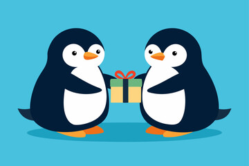 Fototapeta premium two penguins with ice cream