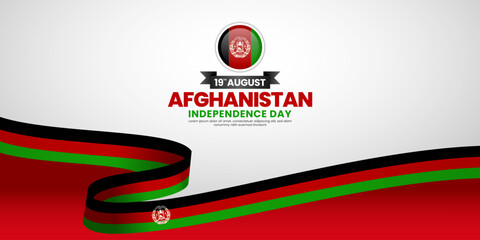 Afghanistan flag for independence day banner background with waving ribbon flag