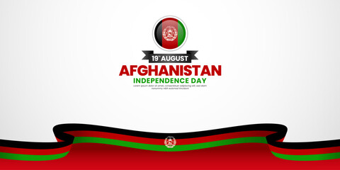 Afghanistan flag for independence day banner background with waving ribbon flag