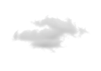 A single wispy grey cloud floats against a stark transparent background appearing soft and ethereal in its isolation