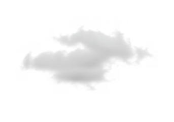 A single wispy grey cloud floats against a stark transparent background appearing soft and ethereal in its isolation