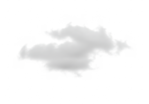 A single wispy grey cloud floats against a stark transparent background appearing soft and ethereal in its isolation