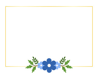 Flat Botanical Blue Floral Elements for Wedding and Greeting Cards
