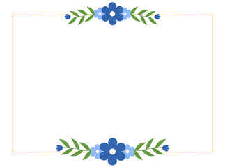 Flat Botanical Blue Floral Elements for Wedding and Greeting Cards