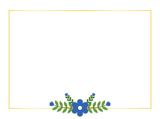 Modern Flat Floral Border in Blue Tones for Invitations and Cards