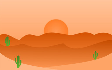 Desertcore Sand Dunes with Cacti and Sunset