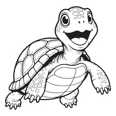 Cartoon turtle illustration with a happy expression
