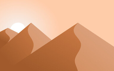 Minimalist Desertcore Mountain Landscape with Rising Sun