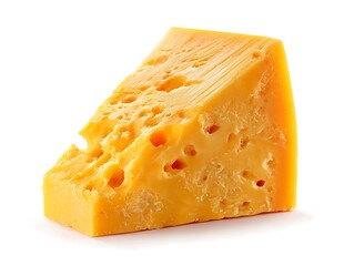 Swiss Cheese Wedge: Close-up Detailed Photography of a Piece of Yellow Cheese with Holes