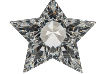 A sparkling clear diamond cut into a fivepointed star shape isolated on a transparent background symbolizing luxury