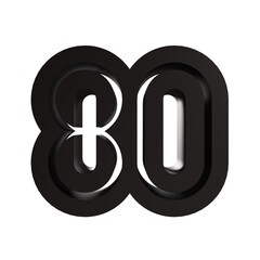 3D render minimalist Black Logo. Independence day Indonesia 80th 17 August 2025. isolated on white.	