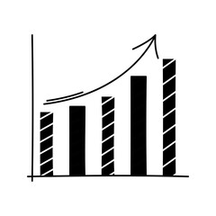 Bar Chart Glyph Icon, vertical financial graph showing growth, ideal for business reports, performance reviews, and investment presentations.