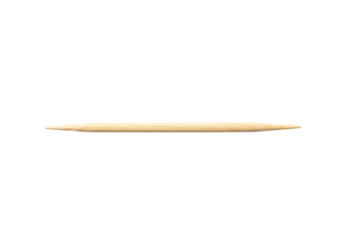 A single natural wooden toothpick sharpened to a point on both ends isolated against a transparent background