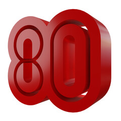 3D render minimalist Red Logo. Independence day Indonesia 80th 17 August 2025. isolated on white.	