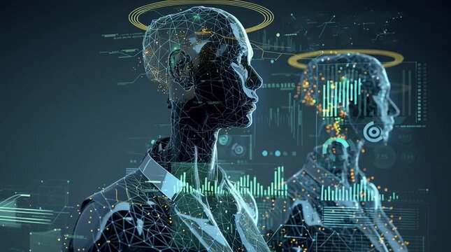 3D graphic rendering of an AI brain with glowing data connections, representing artificial intelligence and advanced digital processing