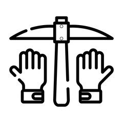 Stone hammer and gloves coloring page 