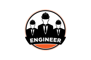Engineer within a cog gear logo design, supervisor industry vector illustration.
