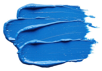 Fototapeta premium Vibrant blue oil paint stroke with rich texture and glossy sheen isolated on transparent background
