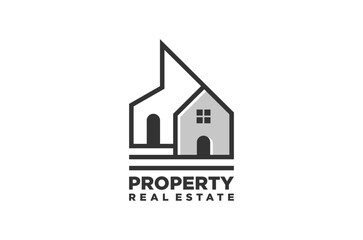 Fototapeta premium Real estate Property logo design, modern minimalist house shape. Vector illustration.