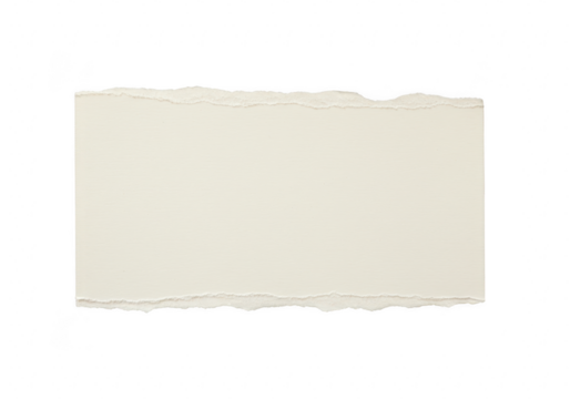 Light beige paper with torn edges isolated on a transparent background