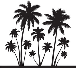 Palm Tree Silhouette Vector Bundle Tropical Tree Set on White Background