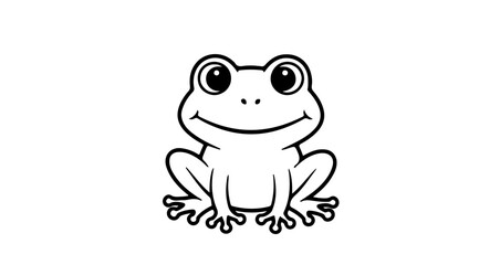 Cute frog drawing vector illustration amphibian animal cartoon character outline clip art for kids coloring page