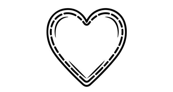 Heart outline vector drawing love symbol valentine's day romantic heart shape design black and white art 100