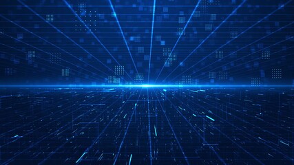 Futuristic Digital Cyberspace particles, twinkling wave deep stage background data network connections. VJs loops, Projections, Nightclubs and LED Screens for video intro, science fiction and hi-tech - Powered by Adobe