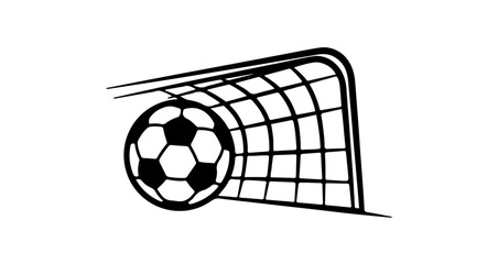 Soccer ball in goal net vector illustration for sports design and football game related projects and graphics