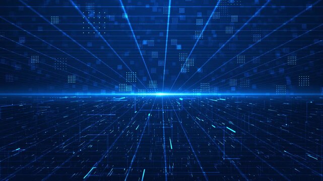 Futuristic Digital Cyberspace particles, twinkling wave deep stage background data network connections. VJs loops, Projections, Nightclubs and LED Screens for video intro, science fiction and hi-tech