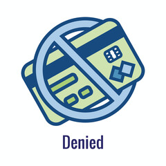Denied for Credit Card Icon for High Debt Risk EMV Chip