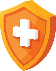Obraz premium Golden shield with medical cross health security icon