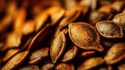 Close-up view of roasted pumpkin seeds.