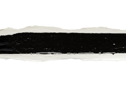 Torn paper edge with a bold black stripe across it isolated on a transparent background for design