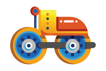 Stylized Cartoon Steamroller Vehicle Illustration Playful Depiction of Construction Equipment Whimsical and Colorful Design Ideal for Children's Content