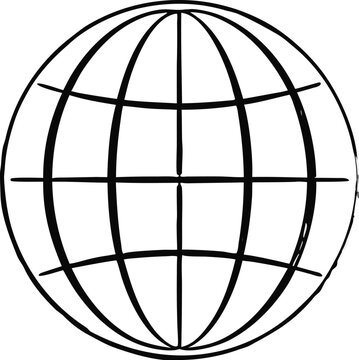 Black and white globe with latitude and longitude lines