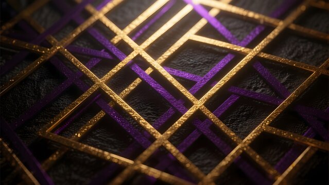 Golden and Purple Grid Pattern on Dark Background
