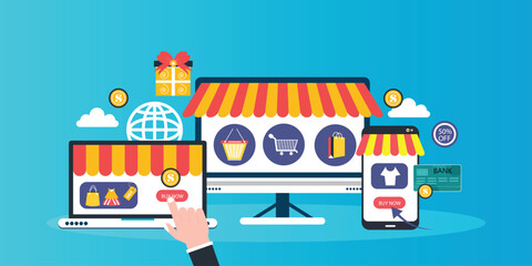 Online shopping. E-commerce, concept