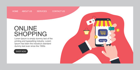 Human hands using smartphone mobile for online payment. Vector illustration business online shopping concept