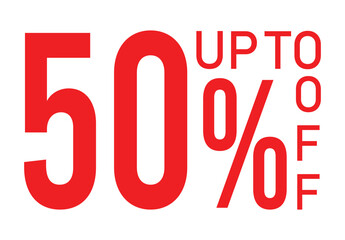 Sale Discount Banner – Red 50 Percent Off Labels for Promotion, Marketing, and Retail Ads