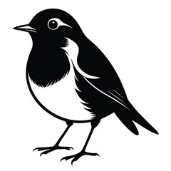 Elegant Silhouette of a Songbird Perched Statically, Captivating Monochrome Illustration of Wildlife in Graphic Form for Prints and Decor