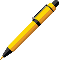 Vibrant yellow ballpoint pen vector illustration