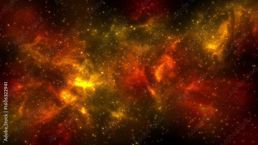 Wall mural 4k flying through clouds star field open space nebulae stars. cosmic moving glowing stars novae. 4k 