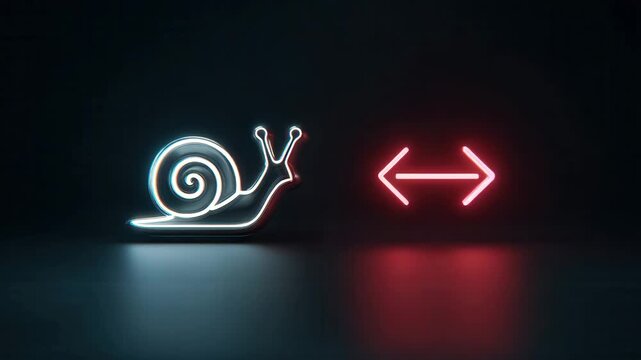 Slow snail icon beside fast-forward symbol, metaphor of personal pace transformation