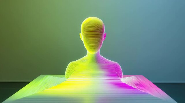 spectrum color magnetic field table with a diagram of a person's emotional states 