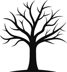 silhouette vector illustration of Lone tree with branches