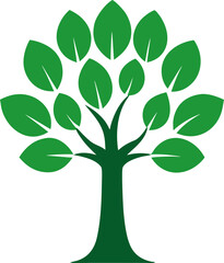 vector tree with green leaves