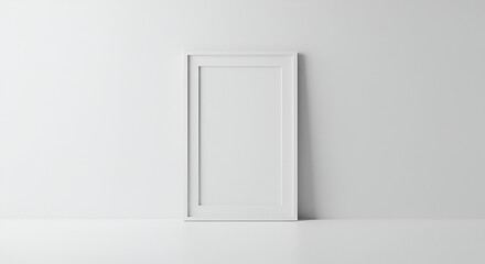 White frame on white wall.  Empty frame