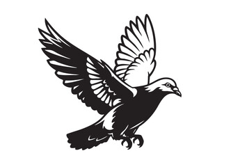 Dynamic vector illustration of a pigeon in flight, ideal for themes of peace and urban nature.